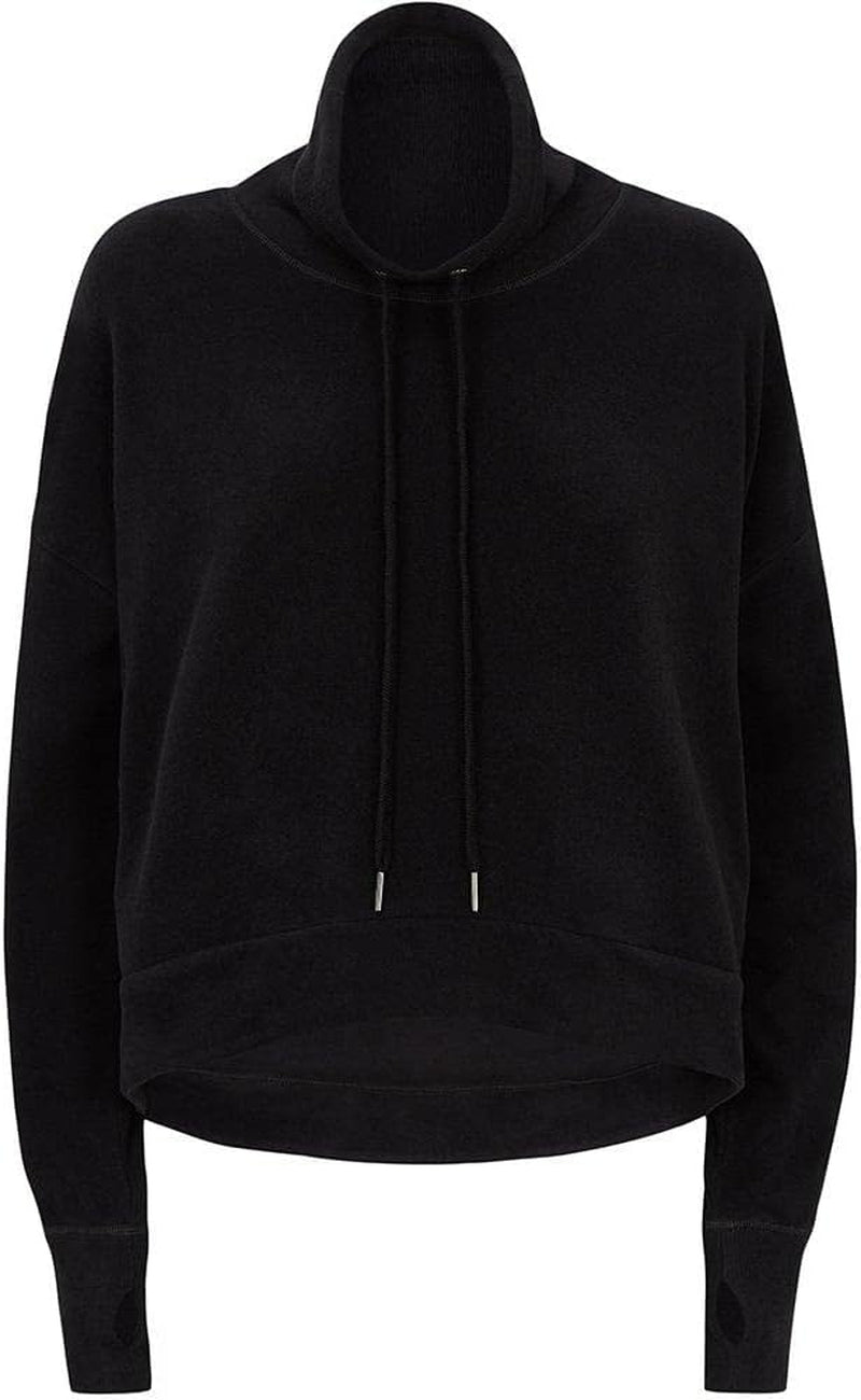Women'S Boxy Fit with High Neck Fleece Sweatshirt