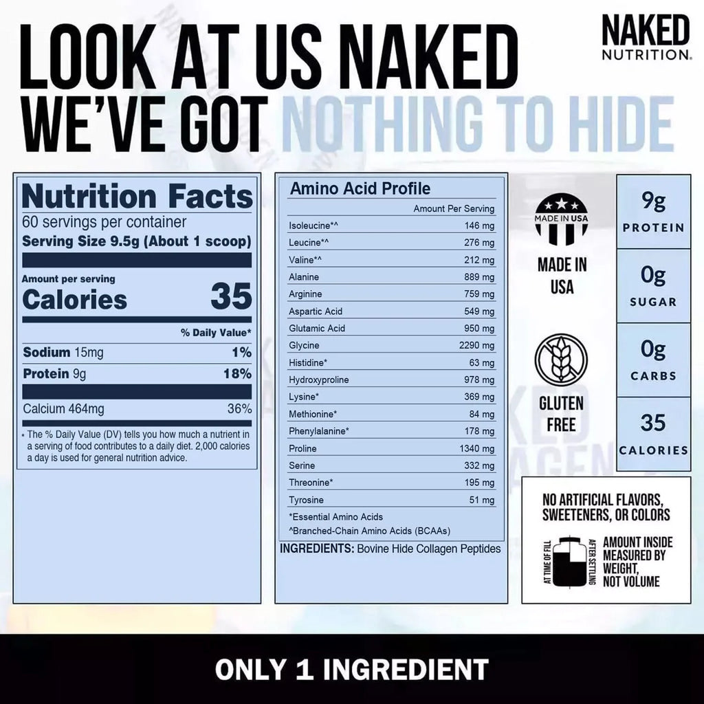 Collagen Peptides Protein Powder | Naked Collagen - 20 Oz