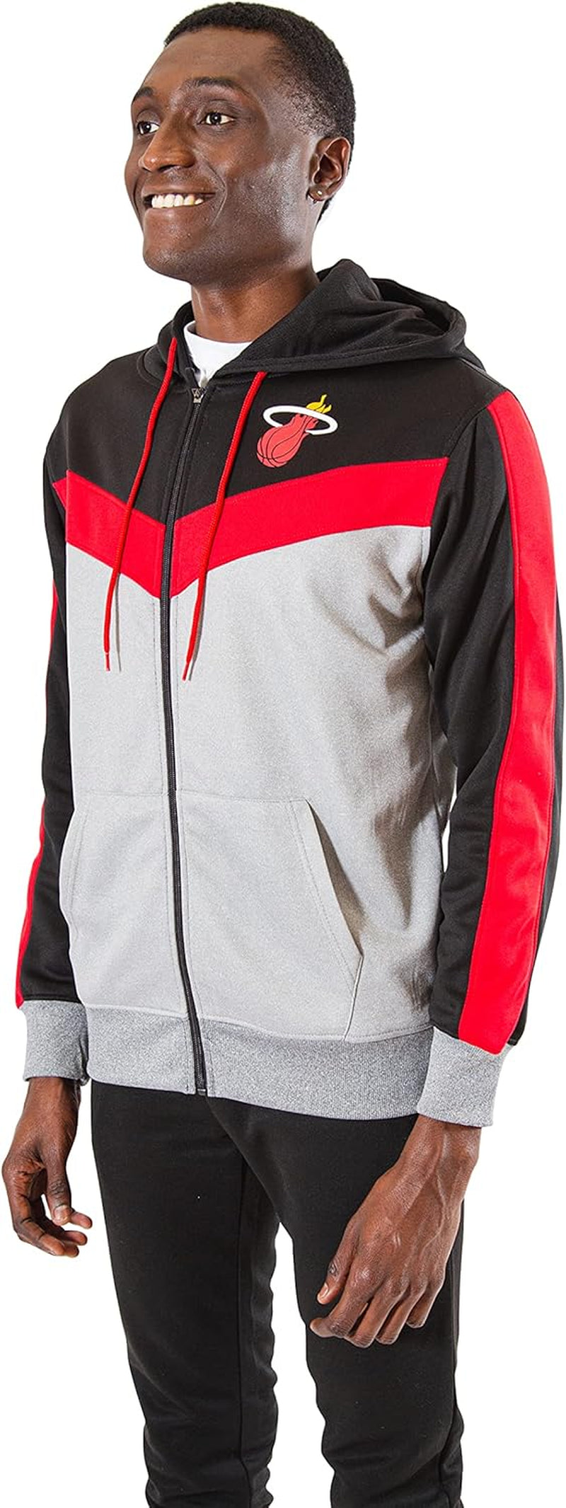 Men'S NBA Official Contrast Back Cut Full Zip Hoodie Sweatshirt