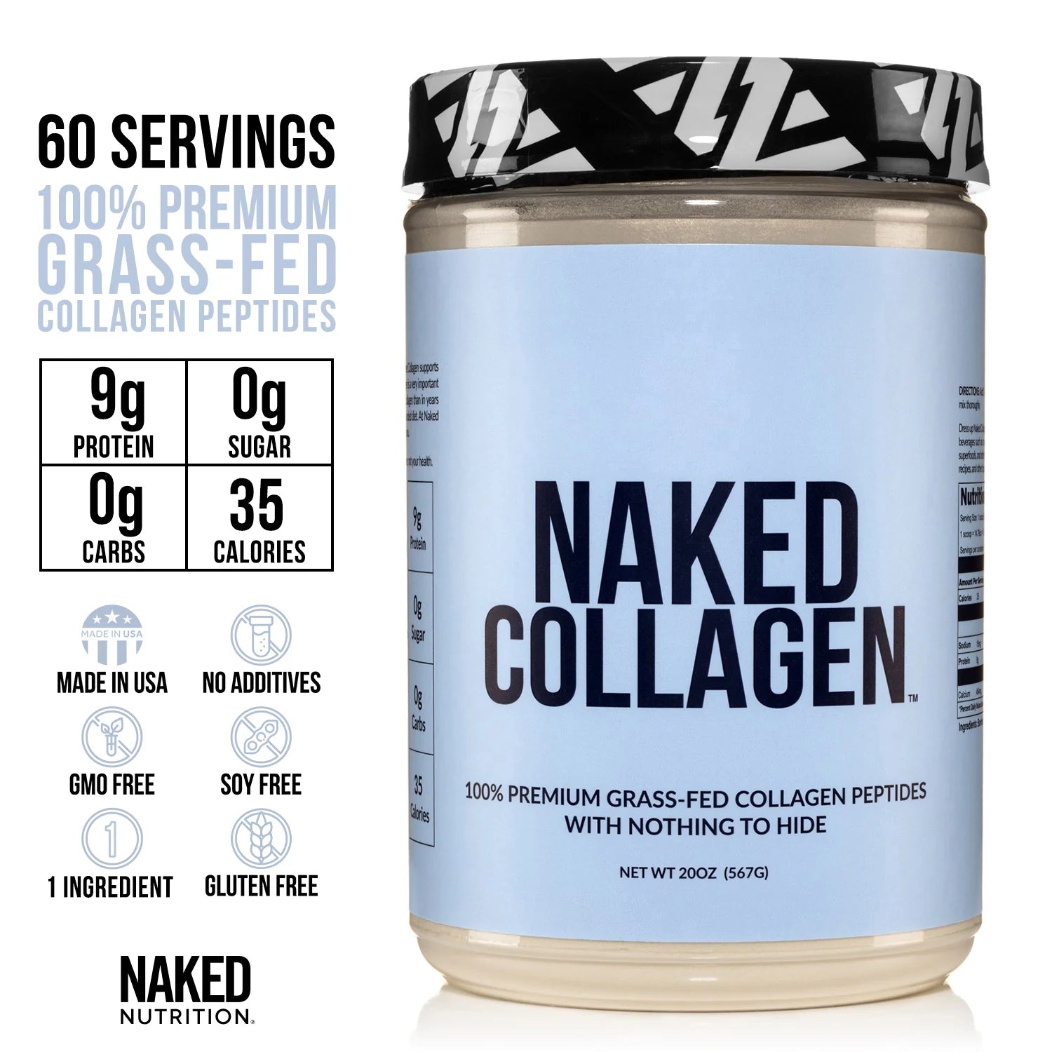 Collagen Peptides Protein Powder | Naked Collagen - 20 Oz
